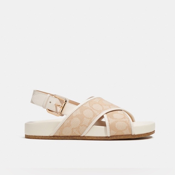 Coach Adora Sandals in Signature Jacquard Size 10B NEW - Picture 2 of 15